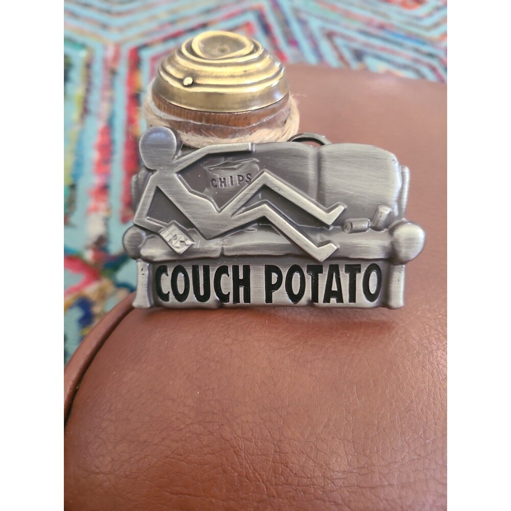 Couch Potato Funny Novelty Metal Belt Buckle 4 X 2 NEW